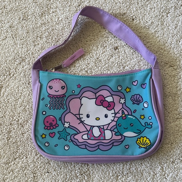 Hello Kitty Other - Hello Kitty Aqua and Lavender Kids Shoulder Bag with Undersea Print